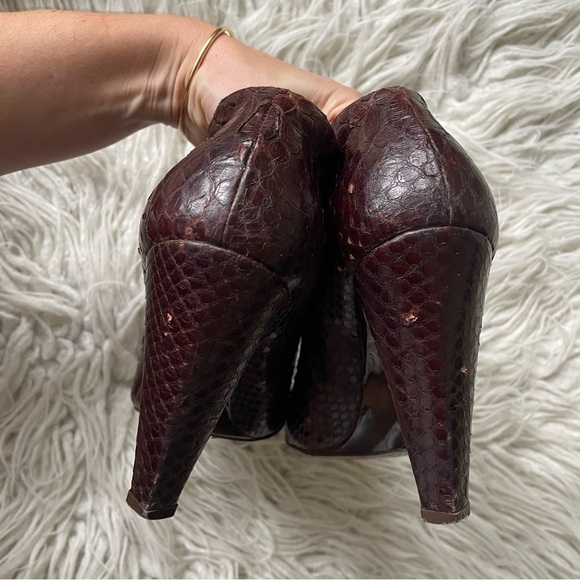 Balenciaga Brown Python Snake Leather Pointed Toe Heeled Ankle Bootie Size 39 - Picture 5 of 11